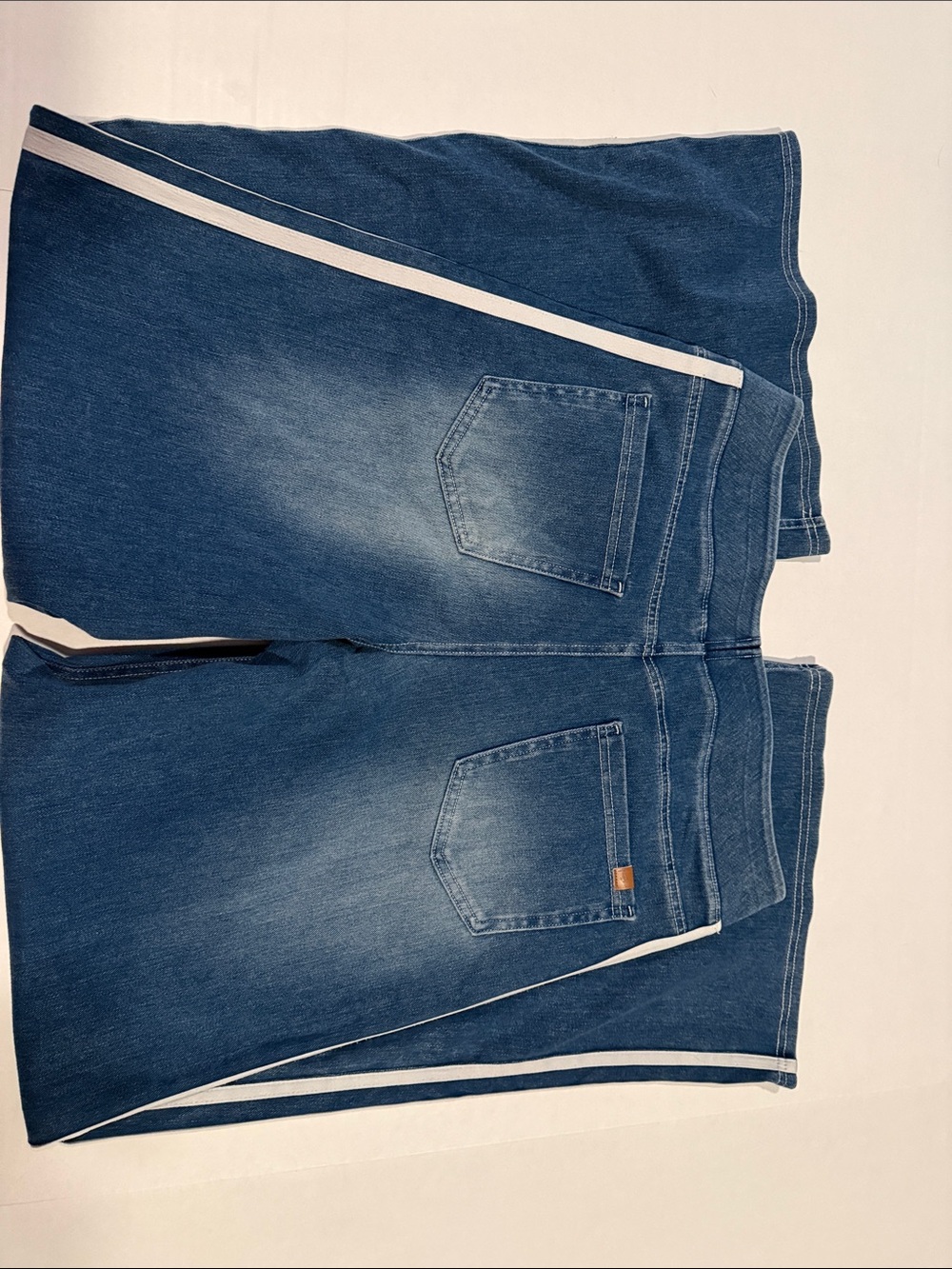 HALARA Dark Blue Wide Leg Denim Pants with White Side Stripes - Picture 4 of 9